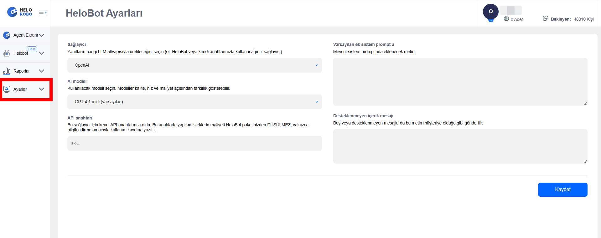 Helobot Settings