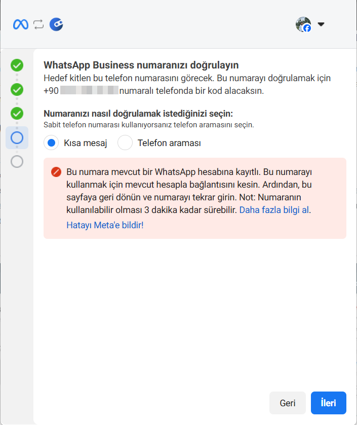 Mevcut Bir WhatsApp Numarası